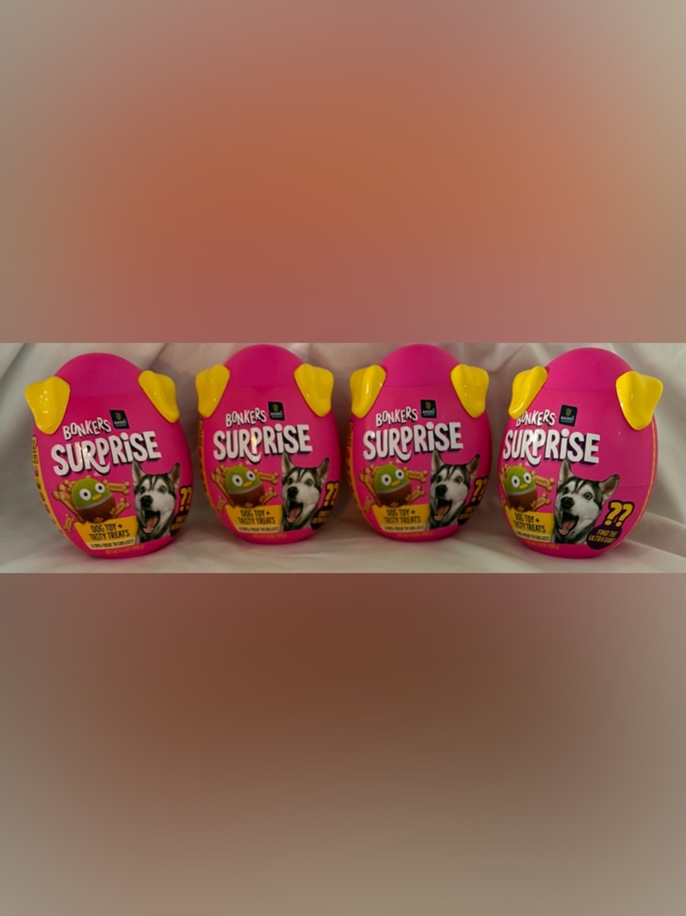 4 - BONKERS SURPRISE DOG TOY + TASTY TREATS 3.5 FL. OZ. NEW SEALED
